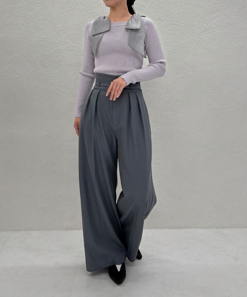 31 Sons de mode（トランテアン　ソン　ドゥ　モード）の「2025秋冬新作 肩リボンシアーニット（ニット/セーター・レディース・ラベンダー/ブラウン/ピンク/オフホワイト・ﾌﾘ-）」の11枚目の写真