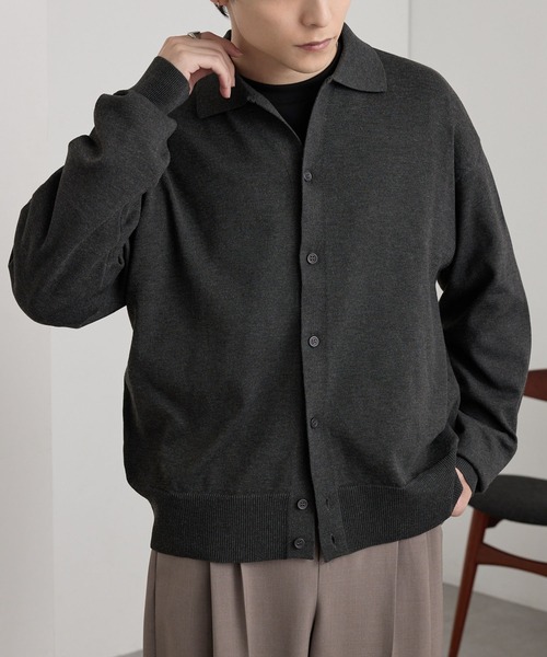 ●未使用●CONSISTER ニットシャツ カーデ 雪の花ジャガードノルディックニットジップアップ[BROWN