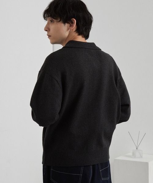 MONO-MART(モノマート)の「<ウォッシャブル> コンパクト ベーシック ニットシャツカーディガン(ニット/セーター・メンズ・グレー/ブラック/グレイッシュベージュ/ブラウン/レッド/ネイビー・L/M/S)」の13枚目の写真