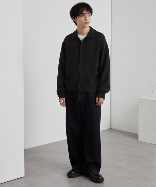 MONO-MART(モノマート)の「<ウォッシャブル> コンパクト ベーシック ニットシャツカーディガン(ニット/セーター・メンズ・グレー/ブラック/グレイッシュベージュ/ブラウン/レッド/ネイビー・L/M/S)」の14枚目の写真