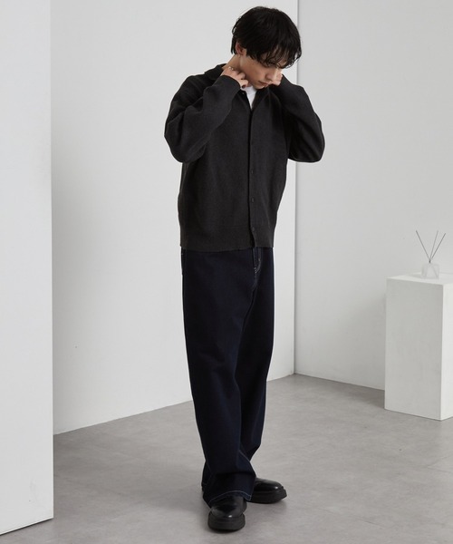 MONO-MART(モノマート)の「<ウォッシャブル> コンパクト ベーシック ニットシャツカーディガン(ニット/セーター・メンズ・グレー/ブラック/グレイッシュベージュ/ブラウン/レッド/ネイビー・L/M/S)」の15枚目の写真