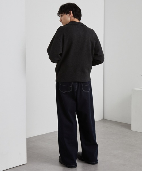 MONO-MART(モノマート)の「<ウォッシャブル> コンパクト ベーシック ニットシャツカーディガン(ニット/セーター・メンズ・グレー/ブラック/グレイッシュベージュ/ブラウン/レッド/ネイビー・L/M/S)」の16枚目の写真