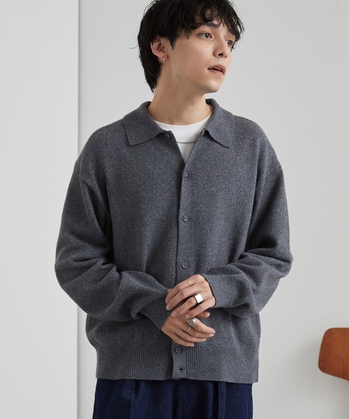 ウォッシャブル> コンパクト ベーシック ニットシャツカーディガン