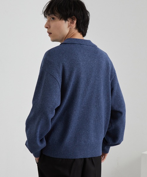 ベーシックニット★ブラック セール】<ウォッシャブル> コンパクト ベーシック ニットシャツ