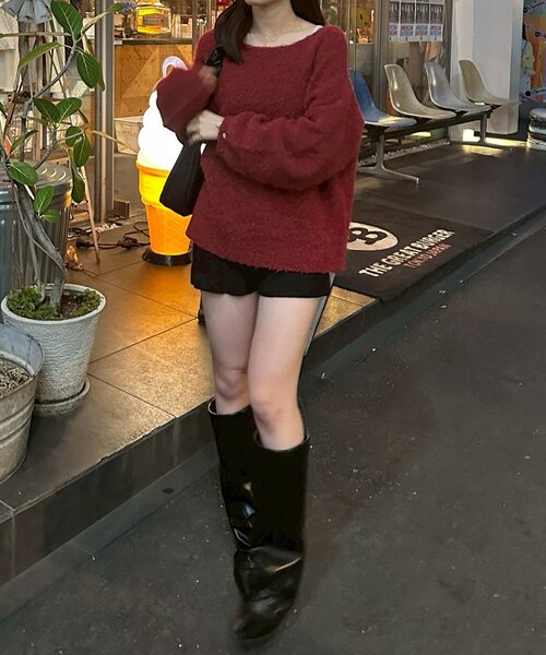 continuer de NICE CLAUP（コンティニューデナイスクラップ）の「【Ribbon Collection】後ろベロアリボンニット（ニット/セーター・レディース・グレー/アイボリー/ボルドー・FREE）」の22枚目の写真