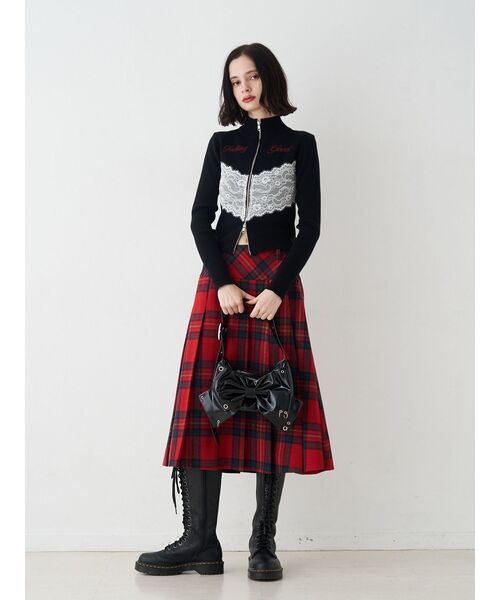 jouetie（ジュエティ）の「レースドッキングジップニット（ニット/セーター・レディース・ピンク/ブラック/グレー・MEDIUM）」の21枚目の写真