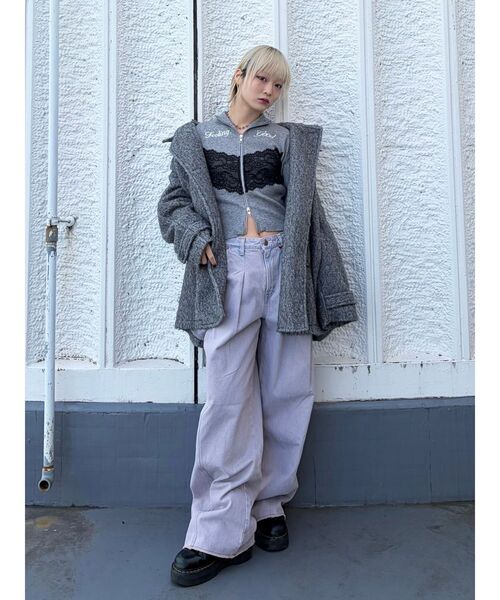 セール】レースドッキングジップニット（ニット/セーター）｜jouetie