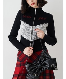 jouetie | レースドッキングジップニット(ニット/セーター)