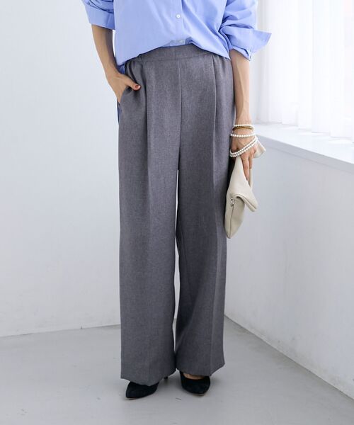 le.coeur blanc（ルクールブラン）の「ツイードライクイージーワイドパンツ（その他パンツ・レディース・グレー/ブラウン・38）」の2枚目の写真