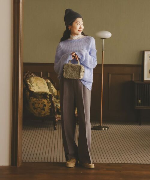 le.coeur blanc（ルクールブラン）の「ツイードライクイージーワイドパンツ（その他パンツ・レディース・グレー/ブラウン・38）」の4枚目の写真