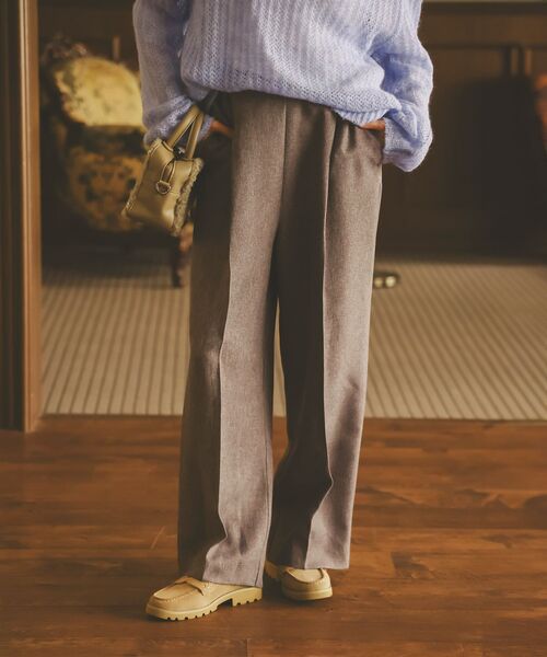 le.coeur blanc（ルクールブラン）の「ツイードライクイージーワイドパンツ（その他パンツ・レディース・グレー/ブラウン・38）」の5枚目の写真