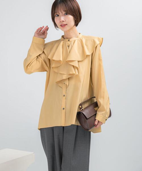 URBAN RESEARCH ROSSO WOMEN(アーバンリサーチ ロッソ)の「フリルカラーシャツブラウス(シャツ/ブラウス・レディース・イエロー/ホワイト/ブラック・FREE)」の11枚目の写真