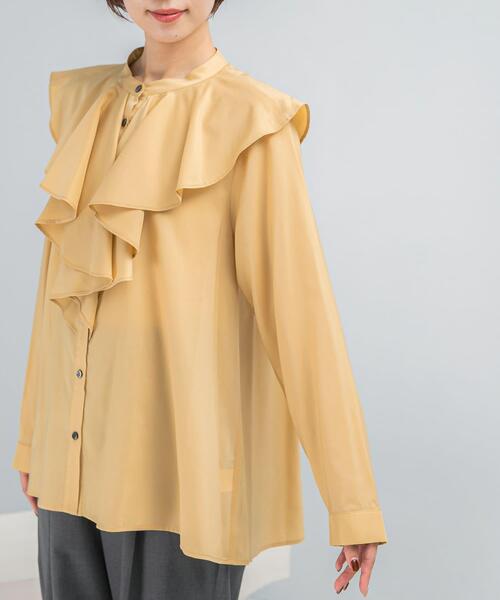 URBAN RESEARCH ROSSO WOMEN(アーバンリサーチ ロッソ)の「フリルカラーシャツブラウス(シャツ/ブラウス・レディース・イエロー/ホワイト/ブラック・FREE)」の18枚目の写真