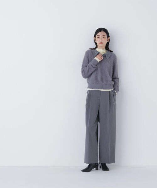 NATURAL BEAUTY BASIC(ナチュラルビューティーベーシック)の「◇シャギーポロニット(ニット/セーター・レディース・ブルー/グレー/オフホワイト・FREE)」の5枚目の写真