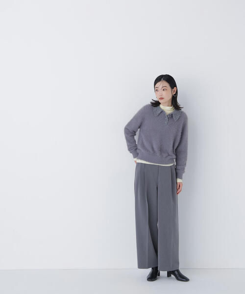 NATURAL BEAUTY BASIC(ナチュラルビューティーベーシック)の「◇シャギーポロニット(ニット/セーター・レディース・ブルー/グレー/オフホワイト・FREE)」の9枚目の写真