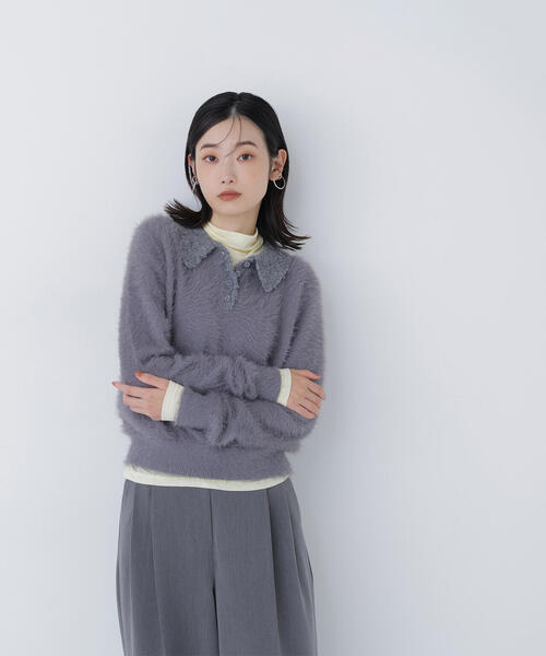 NATURAL BEAUTY BASIC(ナチュラルビューティーベーシック)の「◇シャギーポロニット(ニット/セーター・レディース・ブルー/グレー/オフホワイト・FREE)」の10枚目の写真