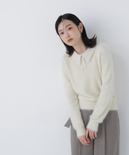 NATURAL BEAUTY BASIC(ナチュラルビューティーベーシック)の「◇シャギーポロニット(ニット/セーター・レディース・ブルー/グレー/オフホワイト・FREE)」の15枚目の写真
