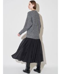 ブラッシュヤーンニットドッキングワンピース