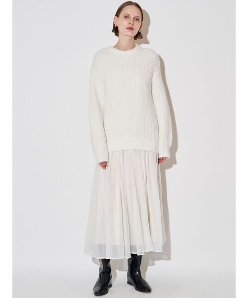 ELENDEEK（エレンディーク）の「ブラッシュヤーンニットドッキングワンピース（ワンピース・レディース・ブラック/グレー/オフホワイト・01/02）」の11枚目の写真