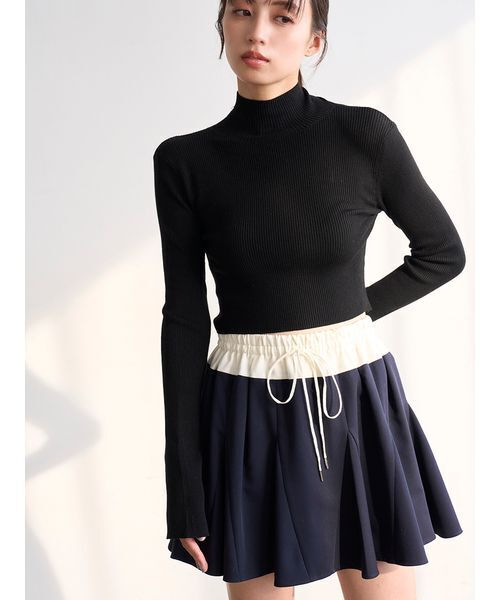 SNIDEL（スナイデル）の「2wayクロップドハイネックプルオーバー（ニット/セーター・レディース・アイボリー/ブラック/ブラウン/ピンク・F）」の21枚目の写真