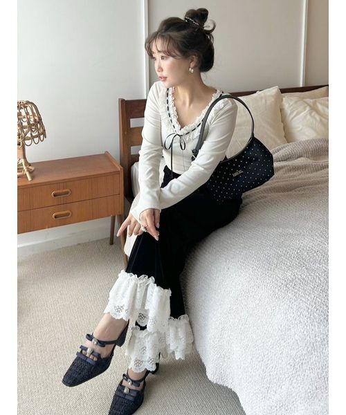 LILY BROWN（リリーブラウン）の「バリエーションフリルパンツ（その他パンツ・レディース・ブラック/オフホワイト/グレー・0/1）」の16枚目の写真