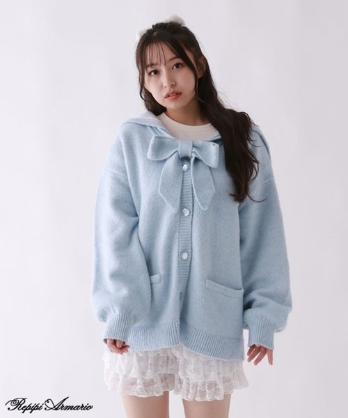 girly line】セーラーリボンカーディガン【2WAY】（ニット/セーター