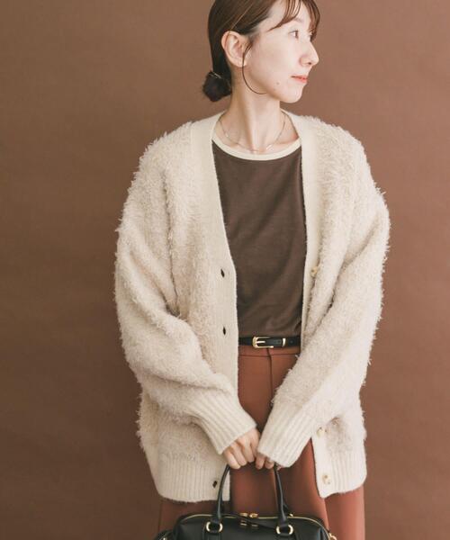 ITEMS URBANRESEARCH（アイテムズ アーバンリサーチ）の「シャギービッグカーディガン（カーディガン/ボレロ・レディース・ライトグレー/ブラウン/ベージュ・FREE）」の4枚目の写真