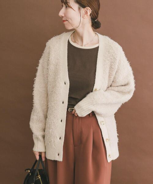 ITEMS URBANRESEARCH（アイテムズ アーバンリサーチ）の「シャギービッグカーディガン（カーディガン/ボレロ・レディース・ライトグレー/ブラウン/ベージュ・FREE）」の5枚目の写真