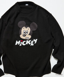 FREAK'S STORE | 限定展開 【Disney / ディズニー / ミッキーマウス】リラックスフィット ジャガード クルーネック ニット / MICKY FACE(ニット/セーター)