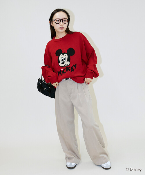 FREAK'S STORE（フリークスストア）の「限定展開 【Disney / ディズニー / ミッキーマウス】リラックスフィット ジャガード クルーネック ニット / MICKY FACE（ニット/セーター・メンズ・グレー/レッド/ネイビー/ブラック・SMALL/MEDIUM/LARGE）」の16枚目の写真