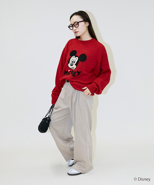 FREAK'S STORE（フリークスストア）の「限定展開 【Disney / ディズニー / ミッキーマウス】リラックスフィット ジャガード クルーネック ニット / MICKY FACE（ニット/セーター・メンズ・グレー/レッド/ネイビー/ブラック・SMALL/MEDIUM/LARGE）」の17枚目の写真