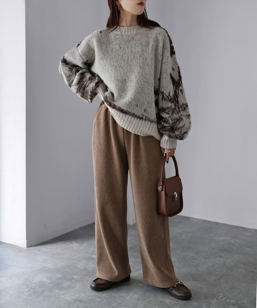 Riberry（リベリー）の「コーデュロイ裏起毛セミワイドパンツ（その他パンツ・レディース・モカ/ブラウン/アイボリー/ブラック・MEDIUM）」の16枚目の写真