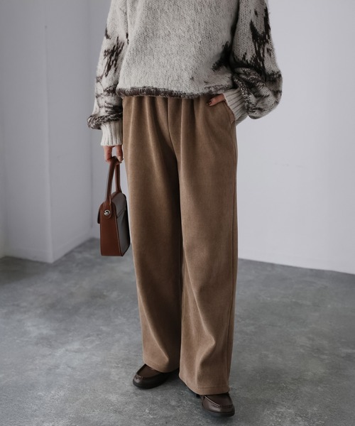 Riberry（リベリー）の「コーデュロイ裏起毛セミワイドパンツ（その他パンツ・レディース・モカ/ブラウン/アイボリー/ブラック・MEDIUM）」の15枚目の写真