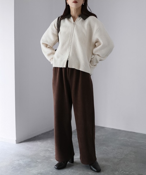 Riberry（リベリー）の「コーデュロイ裏起毛セミワイドパンツ（その他パンツ・レディース・モカ/ブラウン/アイボリー/ブラック・MEDIUM）」の13枚目の写真