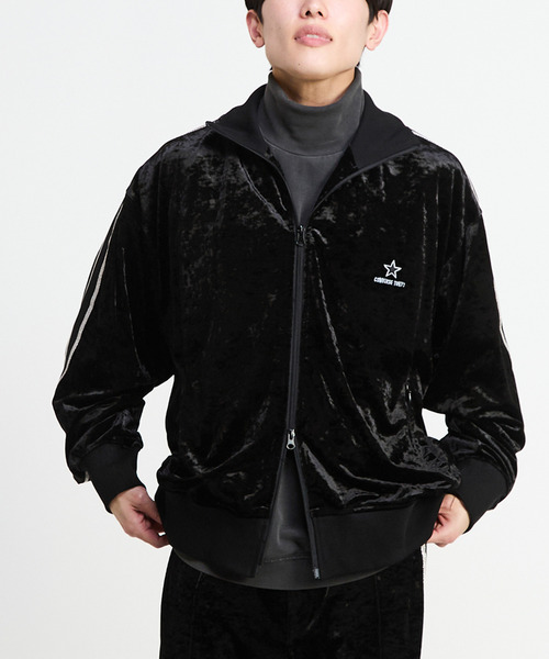 新品コンバーストウキョウサイドライン クラッシュベロアトラックジャケットM SIDE LINE CRASHED VELOR TRACK JACKET（ジャージ）｜CONVERSE TOKYO