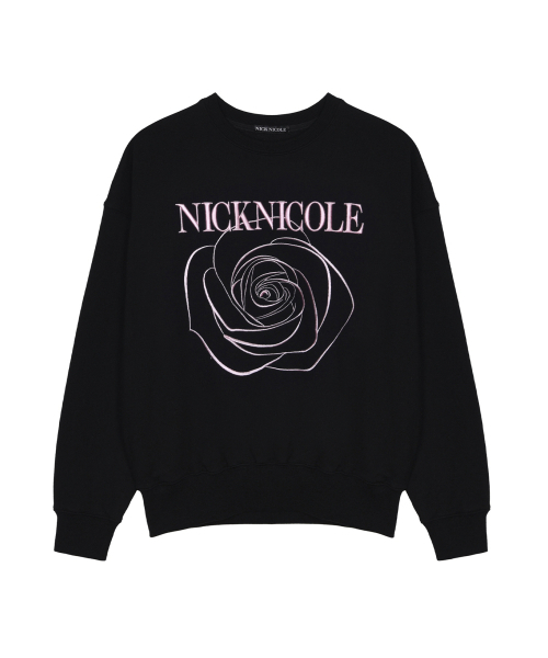 NICK&NICOLE(ニックアンドニコール)の「VOLUME NICOLE ROSE SWEATSHIRT_BLACK PINK(スウェット・レディース・その他・FREE)」の4枚目の写真