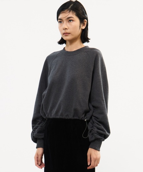 STUDIOUS（ステュディオス）の「【STUDIOUS/ステュディオス】DRAWSTRING GATHER SLEEVE SWEAT SHIRT/ドローストリングギャザースリーブスウェットシャツ（スウェット・レディース・ダークブラウン/ダークグレー・FREE）」の9枚目の写真