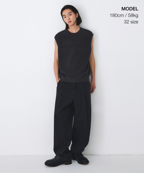 MUSINSA STANDARD（ムシンサスタンダード）の「リネンライクセミバルーンデニムパンツ[ウォッシュドブラック]（デニムパンツ・メンズ・その他・26/27/28/29/36/34/32/30/31/33/40/38/42）」の3枚目の写真