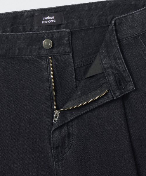 MUSINSA STANDARD（ムシンサスタンダード）の「リネンライクセミバルーンデニムパンツ[ウォッシュドブラック]（デニムパンツ・メンズ・その他・26/27/28/29/36/34/32/30/31/33/40/38/42）」の5枚目の写真
