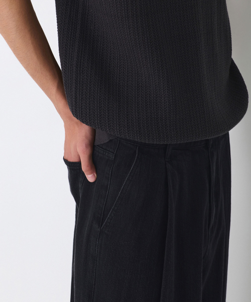 MUSINSA STANDARD（ムシンサスタンダード）の「リネンライクセミバルーンデニムパンツ[ウォッシュドブラック]（デニムパンツ・メンズ・その他・26/27/28/29/36/34/32/30/31/33/40/38/42）」の6枚目の写真
