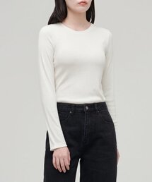 MUSINSA STANDARD WOMAN | ウィメンズリブスリムフィット長袖Tシャツ[クリーム](Tシャツ/カットソー)