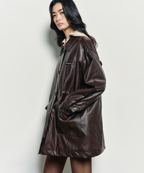 NICK&NICOLE(ニックアンドニコール)の「MIDI HALF LEATHER PADDING JACKET_BROWN(ダウンジャケット/コート・レディース・その他・FREE)」の3枚目の写真
