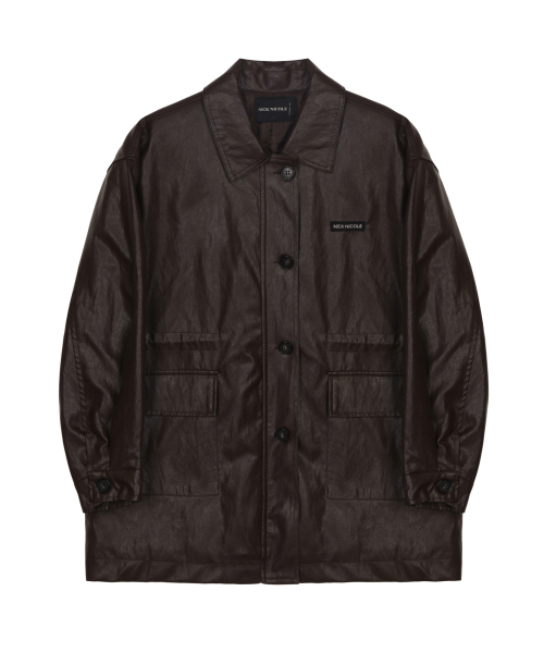 NICK&NICOLE(ニックアンドニコール)の「MIDI HALF LEATHER PADDING JACKET_BROWN(ダウンジャケット/コート・レディース・その他・FREE)」の4枚目の写真