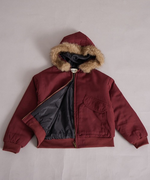 PAIRMANON STREET（ペアマノンストリート）の「中わた ファー付き フード ブルゾン【PAIRMANON STREET】（ブルゾン・キッズ・ブラック/カーキ/レッド系その他・100/110/120/130/140/150/160/90）」の3枚目の写真
