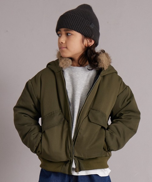 PAIRMANON STREET（ペアマノンストリート）の「中わた ファー付き フード ブルゾン【PAIRMANON STREET】（ブルゾン・キッズ・ブラック/カーキ/レッド系その他・100/110/120/130/140/150/160/90）」の4枚目の写真