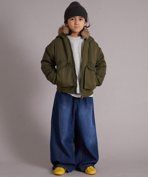 PAIRMANON STREET（ペアマノンストリート）の「中わた ファー付き フード ブルゾン【PAIRMANON STREET】（ブルゾン・キッズ・ブラック/カーキ/レッド系その他・100/110/120/130/140/150/160/90）」の7枚目の写真