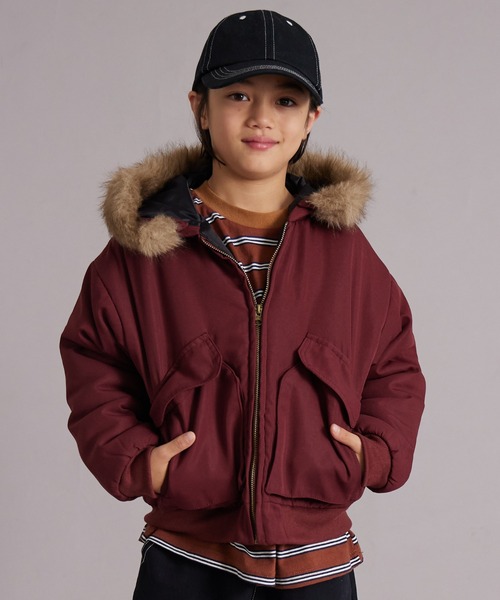 PAIRMANON STREET（ペアマノンストリート）の「中わた ファー付き フード ブルゾン【PAIRMANON STREET】（ブルゾン・キッズ・ブラック/カーキ/レッド系その他・100/110/120/130/140/150/160/90）」の8枚目の写真