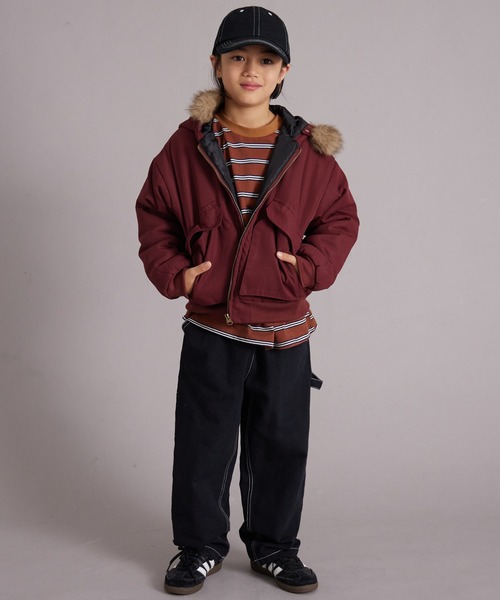 PAIRMANON STREET（ペアマノンストリート）の「中わた ファー付き フード ブルゾン【PAIRMANON STREET】（ブルゾン・キッズ・ブラック/カーキ/レッド系その他・100/110/120/130/140/150/160/90）」の11枚目の写真