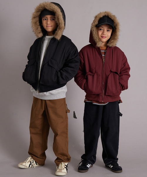 PAIRMANON STREET（ペアマノンストリート）の「中わた ファー付き フード ブルゾン【PAIRMANON STREET】（ブルゾン・キッズ・ブラック/カーキ/レッド系その他・100/110/120/130/140/150/160/90）」の12枚目の写真