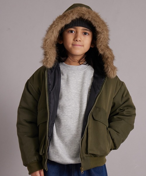 PAIRMANON STREET（ペアマノンストリート）の「中わた ファー付き フード ブルゾン【PAIRMANON STREET】（ブルゾン・キッズ・ブラック/カーキ/レッド系その他・100/110/120/130/140/150/160/90）」の20枚目の写真